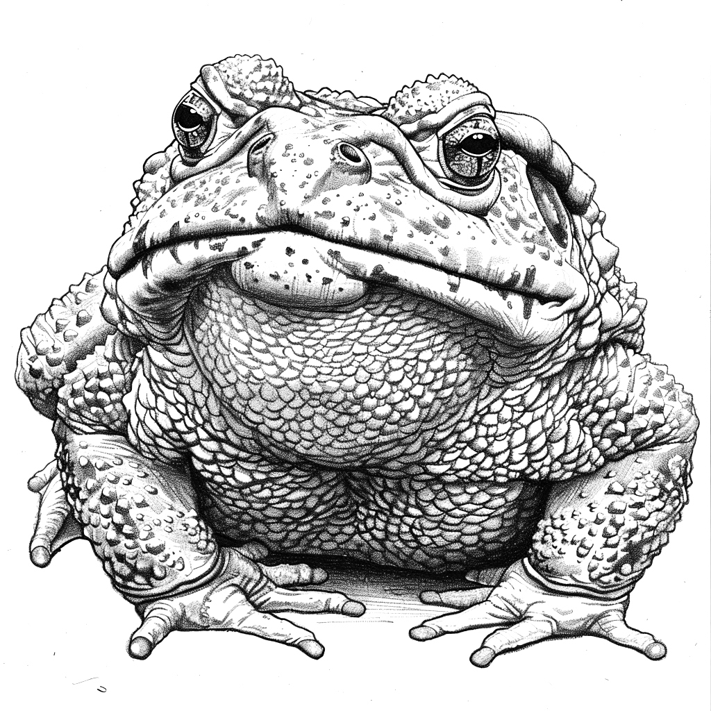 Detailed illustration of the Sonoran Desert toad, carrier of Bufo